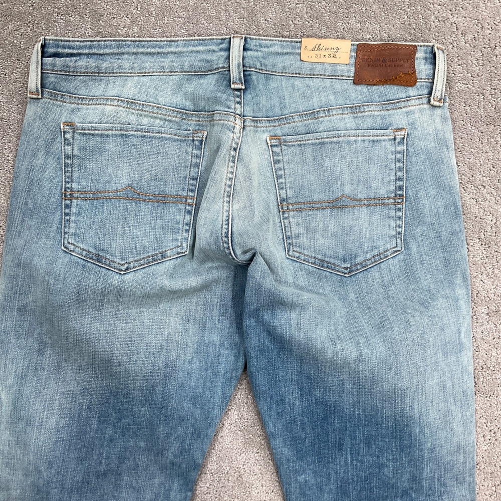 Ralph Lauren Skinny Jeans Women 33W 29L Light Blue Ruskin Taper Denim‎ - Picture 13 of 14